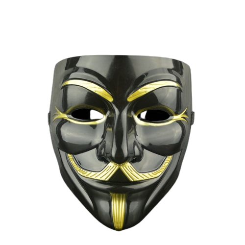 masque anonymous noir et or